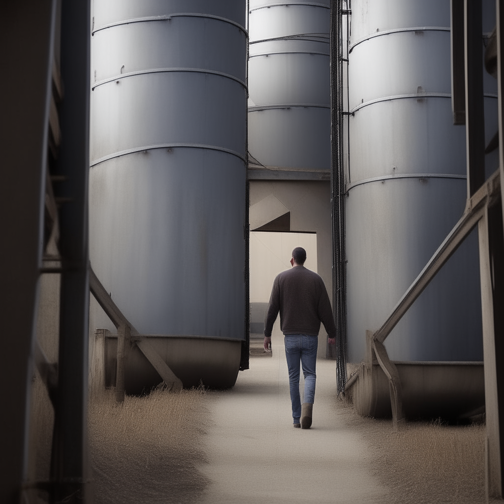 She unties the man and they sneak toward the silo entrance