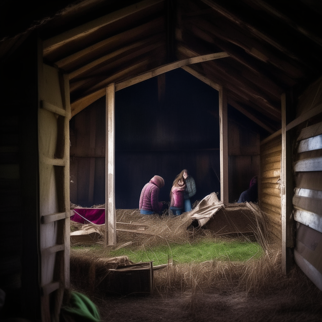 They take shelter in an old barn to hide from their pursuers