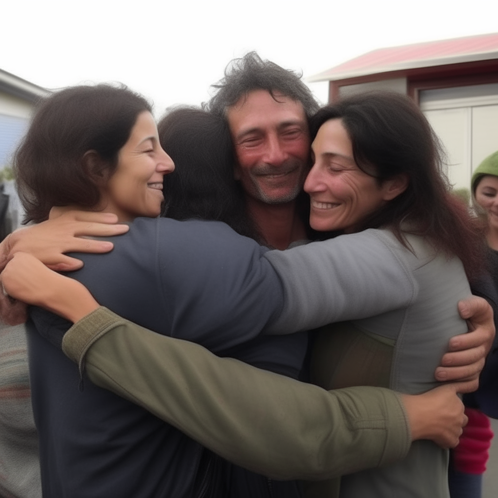 The three friends reunite with their families, safe at last