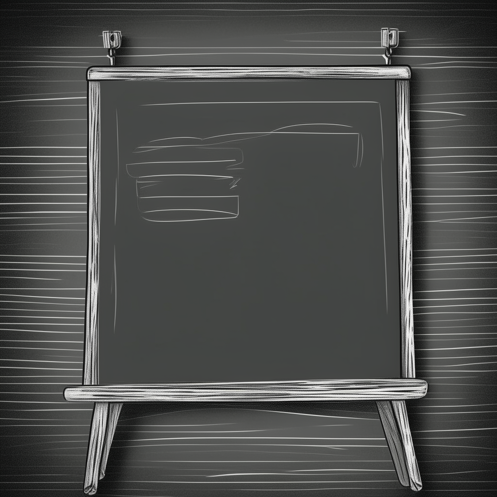 a simple line drawing of a chalkboard with a hangman scaffold and 10 blank lines below for the secret word