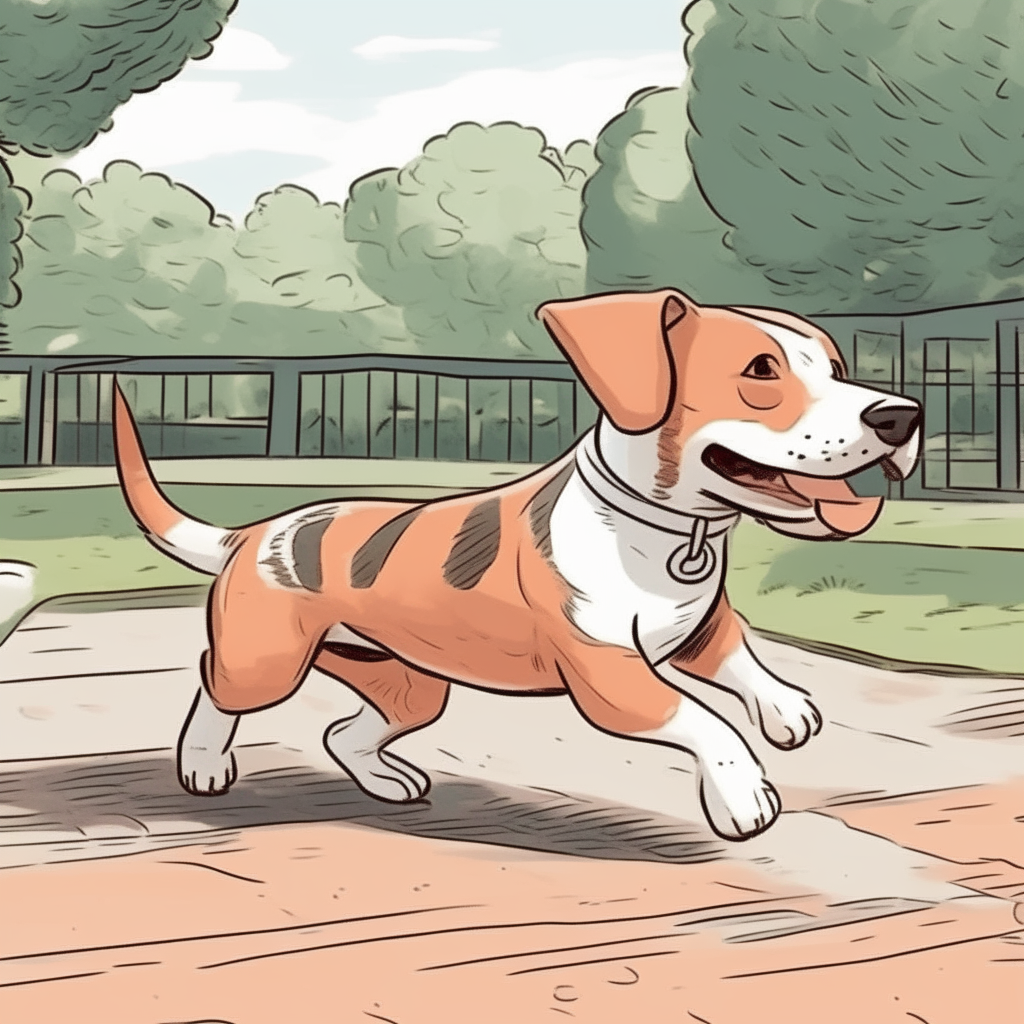 un perrito salchicha corriendo por el parque en estilo manga un perrito salchicha comiendo en estilo manga