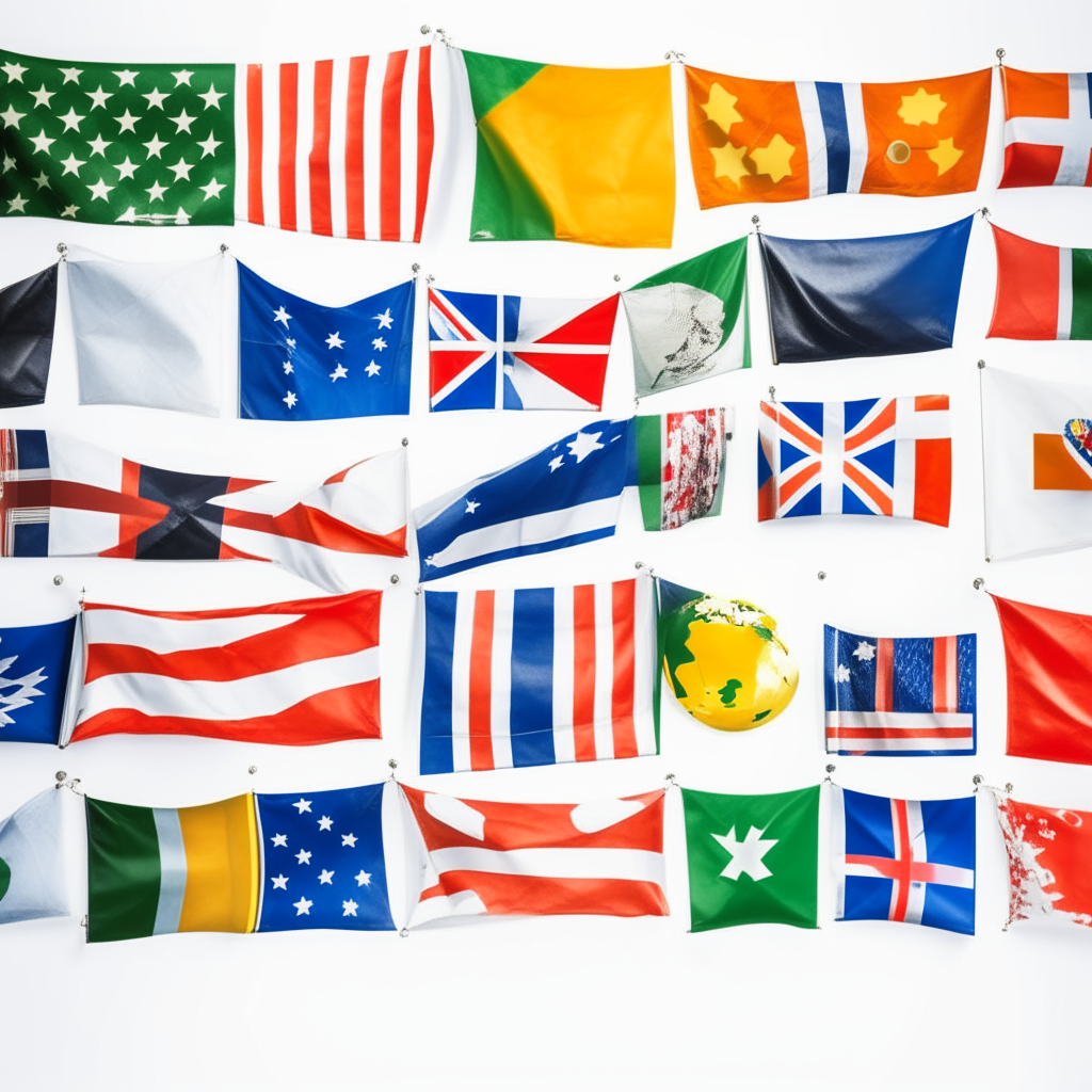 a collage of flags from around the world on a white background