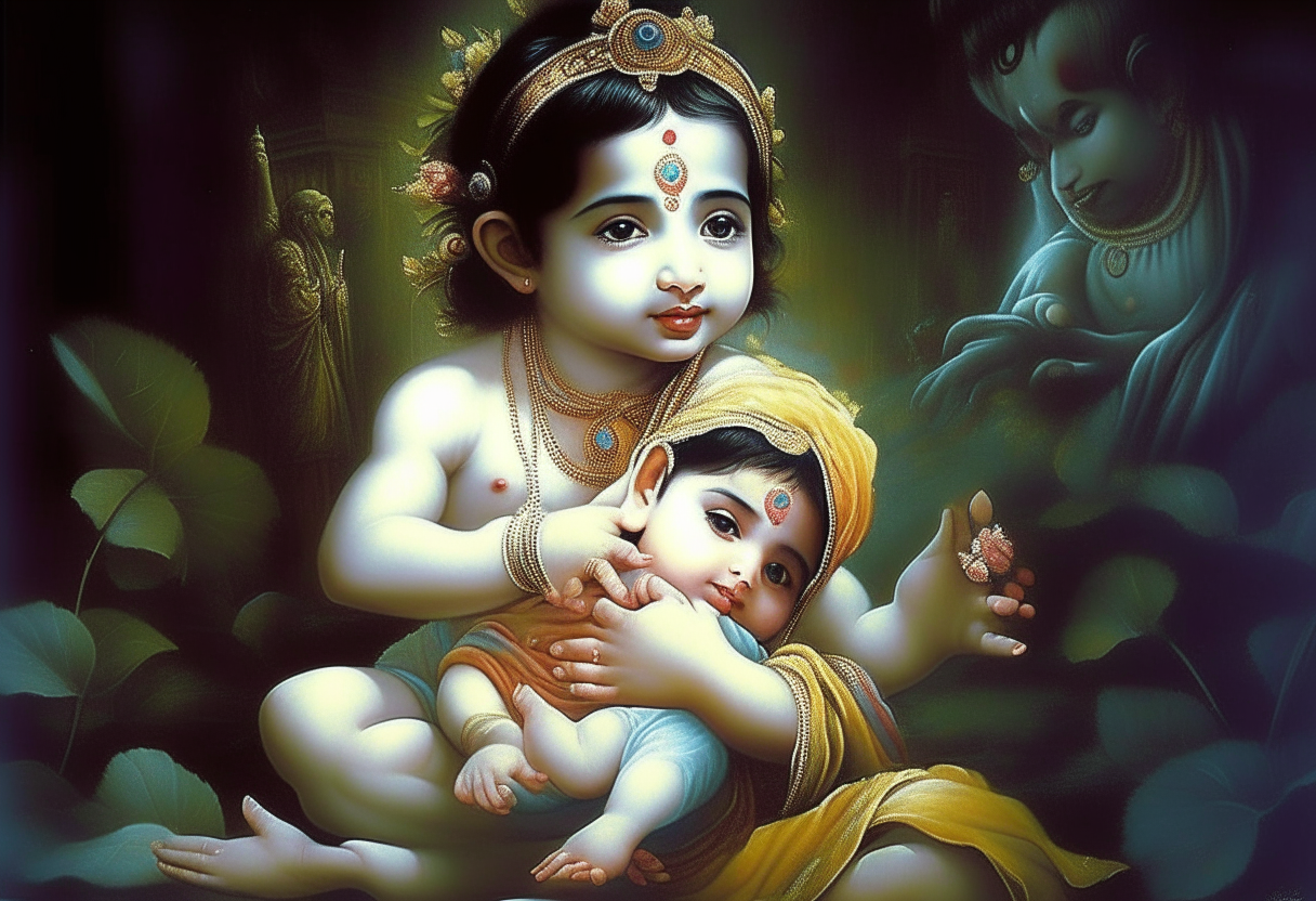 Lord Shri Krishna picked up a beautiful child with his hands and saved it but there should not be any attractive part of it except the body.