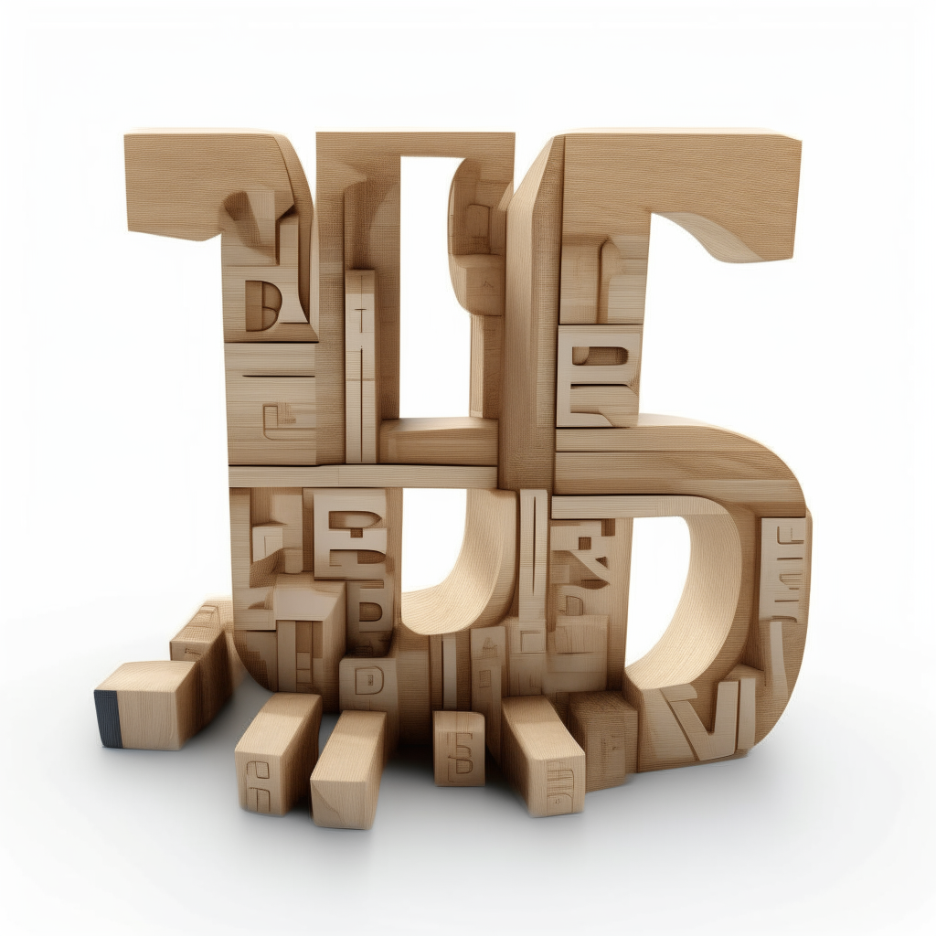 English alphabet letters, huge, five letters 3d