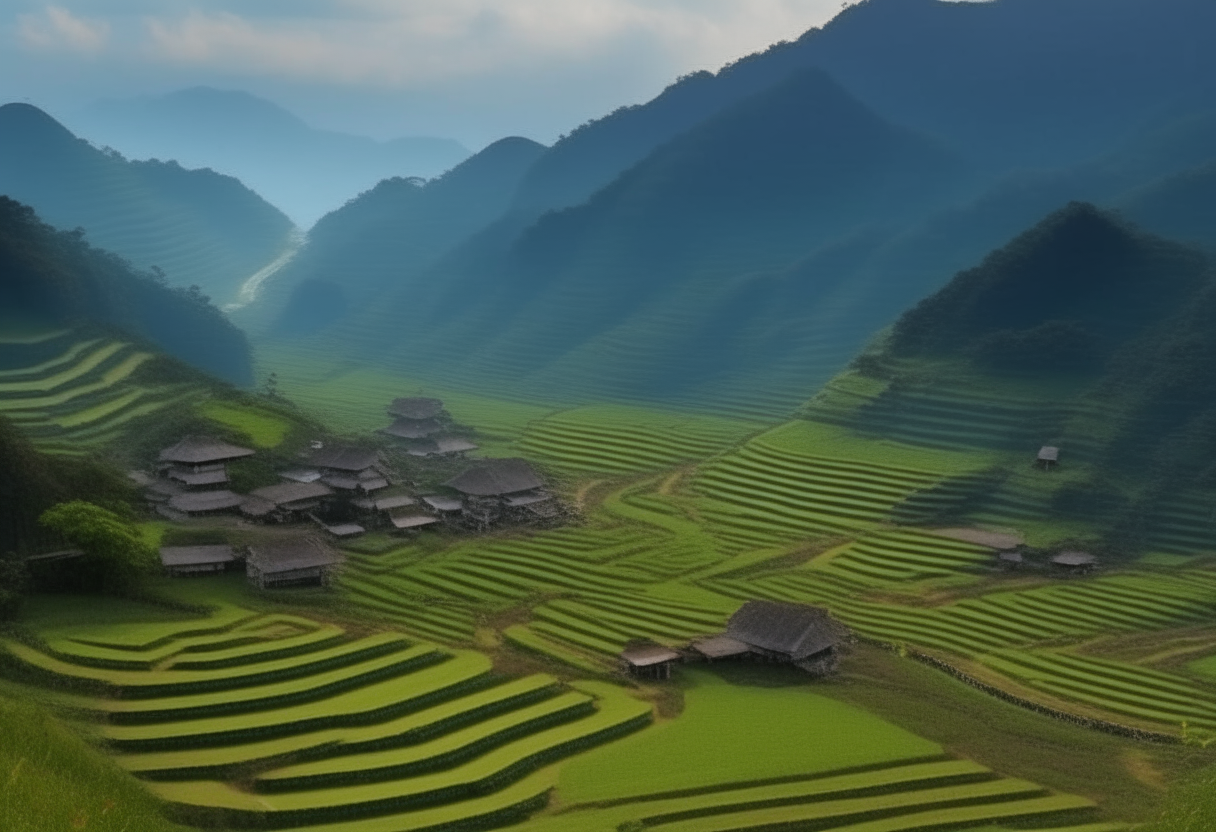 terraced rice fields and mountains in Sapa, Vietnam