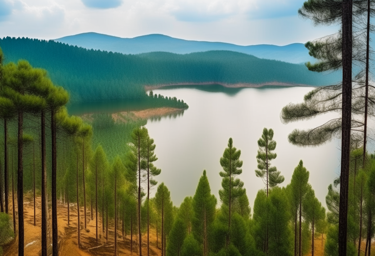 scenic view of pine forests and lakes in Da Lat, Vietnam