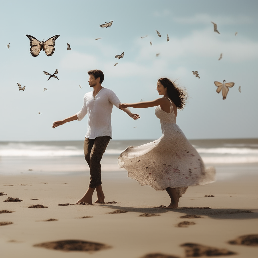 couple dancing on the beach no butterflies 