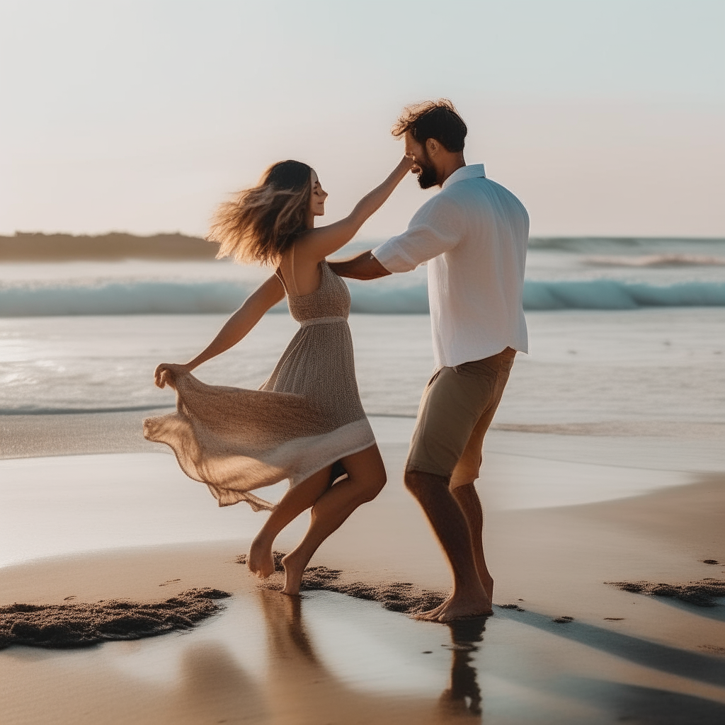 couple dancing on the beach 