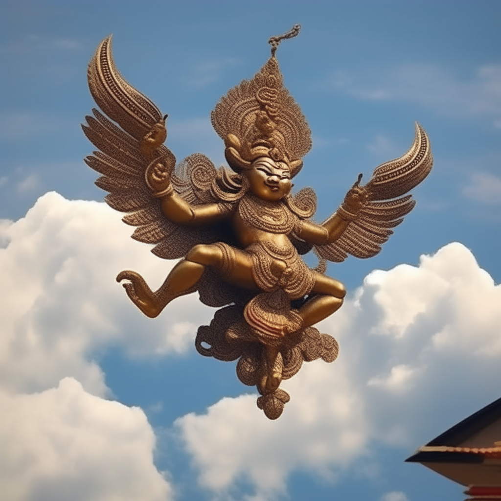 Phayakrut or Garuda is flying on the sky