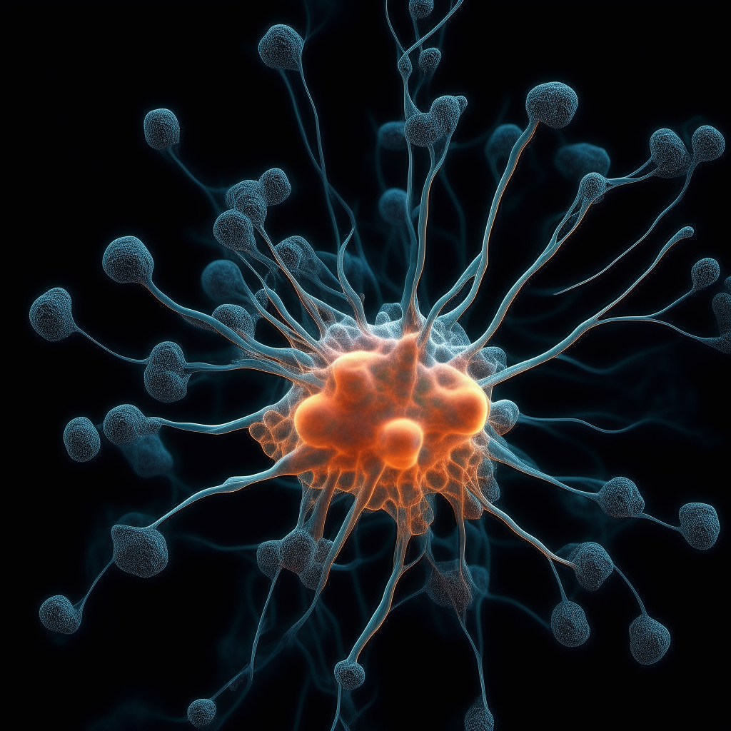 Cells with synapses sparking in the shape of a flower 