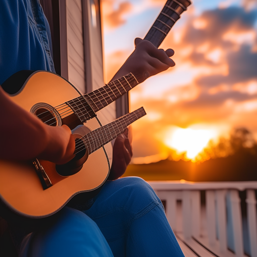 Hint: A blues musician and a rock musician are sitting on dusty porch chairs outside a crumbling bar.  The table was full of Leo beer bottles, a lit cigarette with smoke floating in the shape of a heart.  Pouring his soul into a broken acoustic guitar   The setting sun paints the sky in fiery hues.  Reflecting the raw emotions in the song Saeng Suay 80k