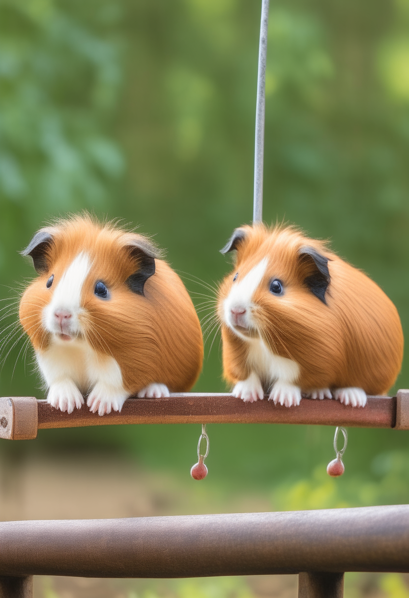 two guinea pigs on see saw



