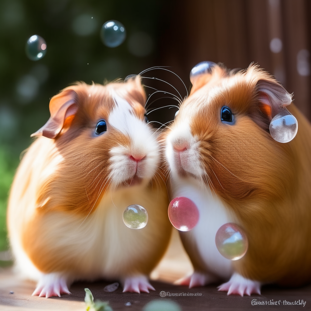 two guinea pigs love heart bubbles


