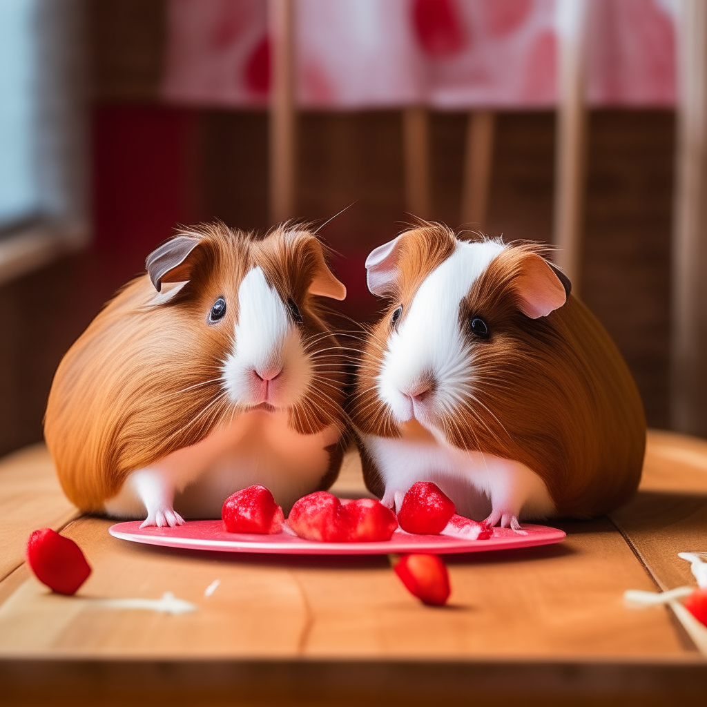 two guinea pigs love hearts table


