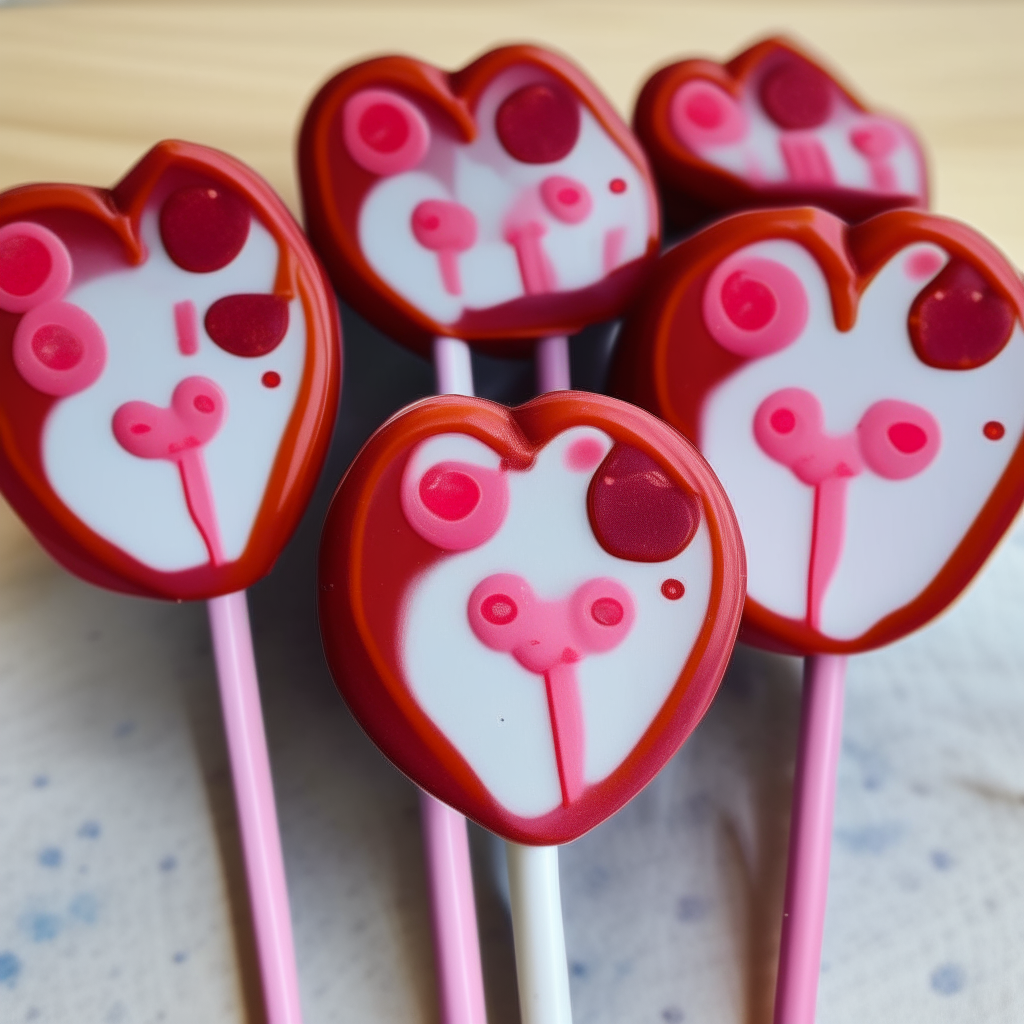  love hearts lollies with guinea pig faces



