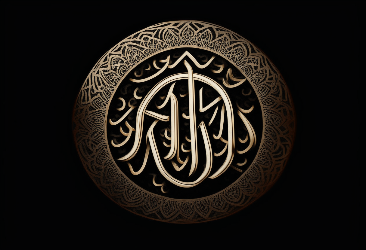 generate the writing ALLAH in arab on a black ground
