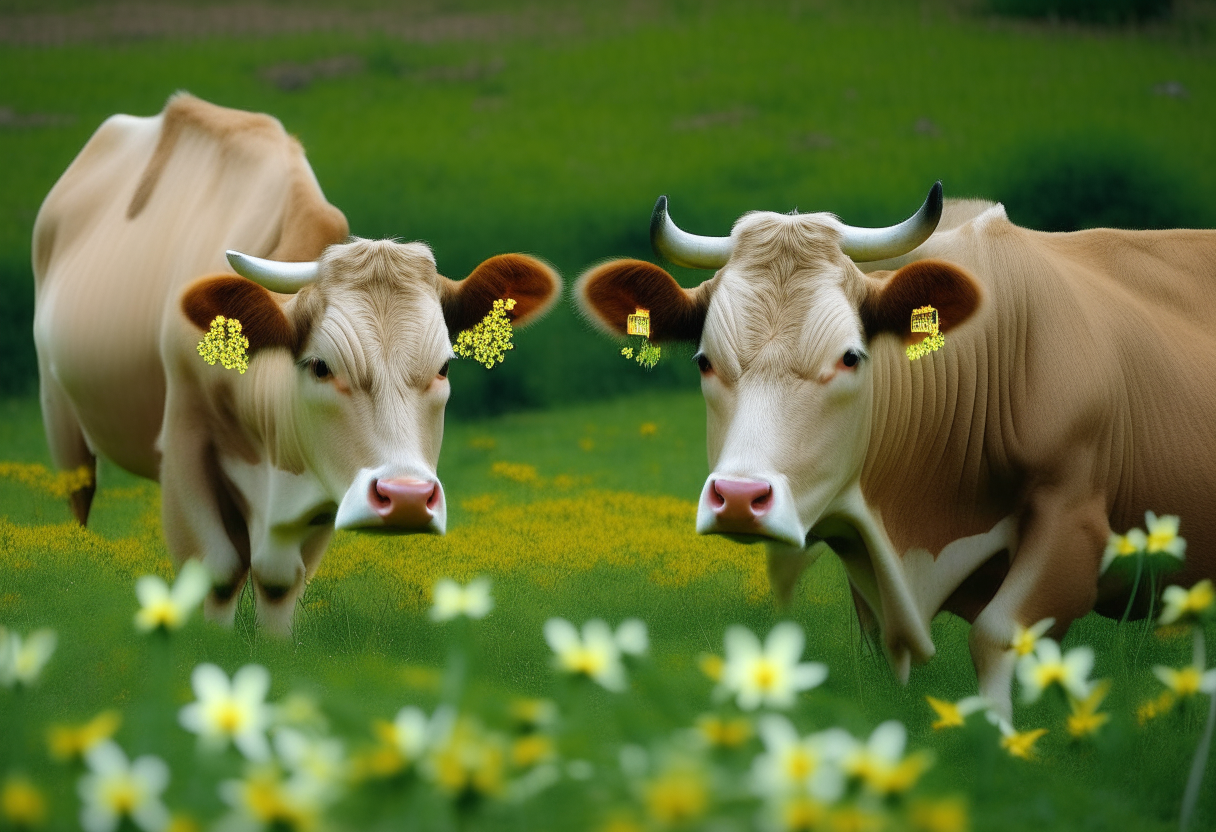 dos vacas paradas en un prado verde conversando a su lado un monje budista sentado en posición de flor de loto con las piernas cruzadas y los ojos cerrados meditando una de las vacas le dice a la otra: él hace mom al revés