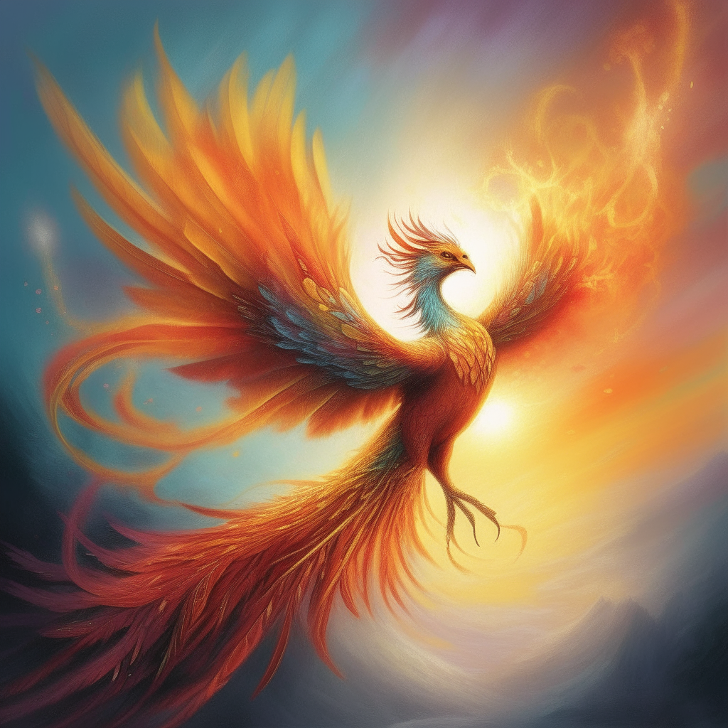  "Ethereal Phoenix: Soaring Through the Enchanted Skies"