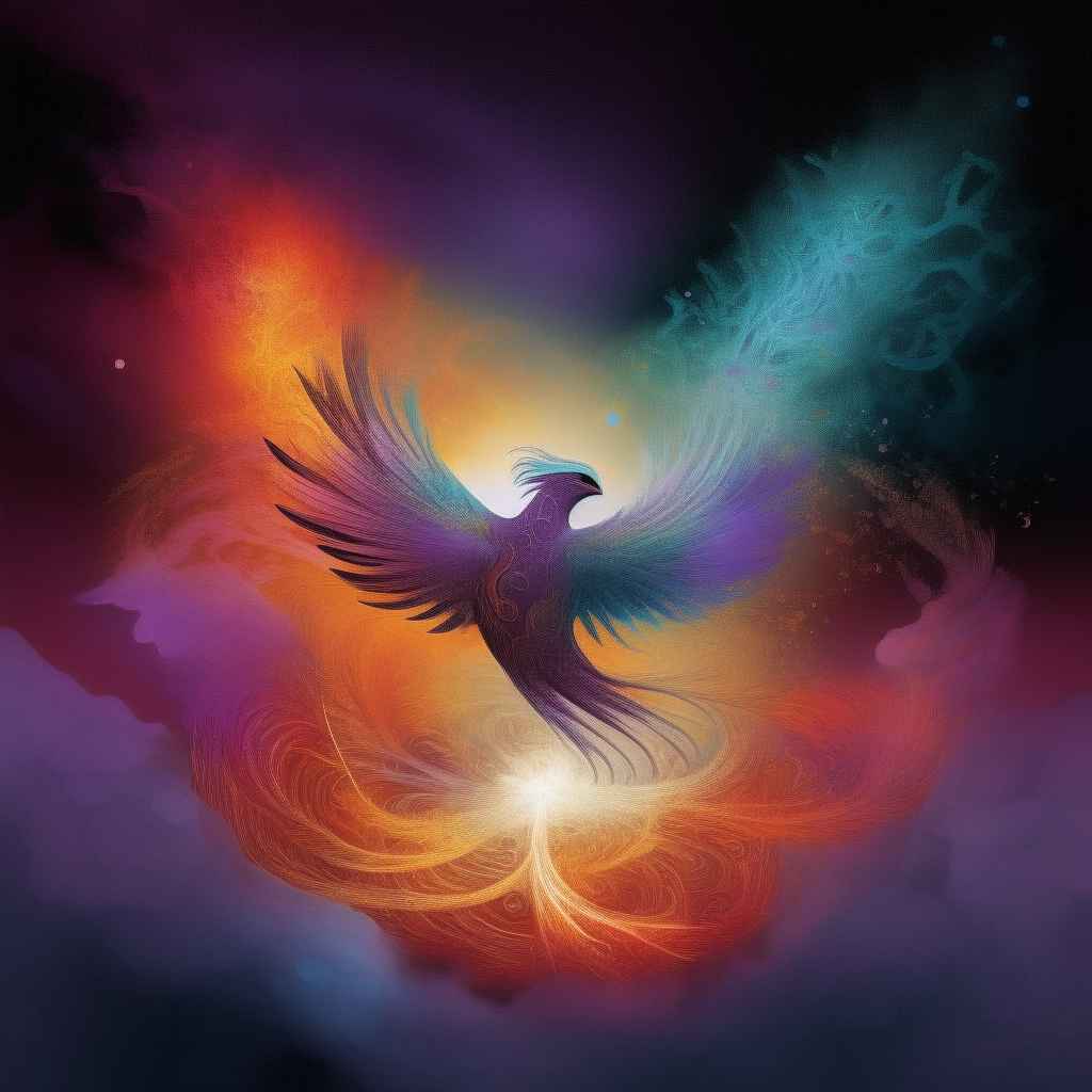  Nature elements Phoenix: Soaring Through the Enchanted Skies" on a sombreros nebula 