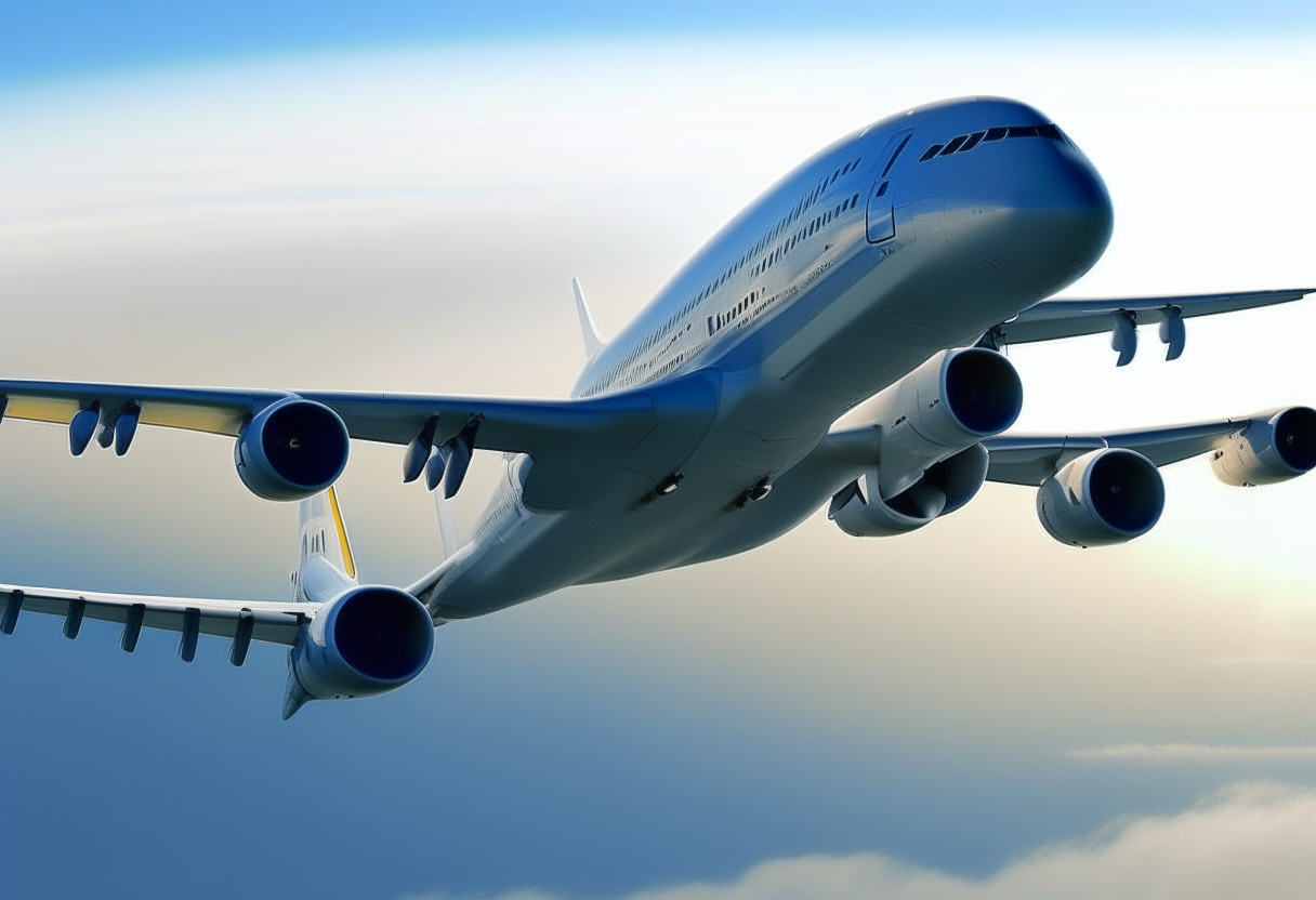a passenger airplane flying a loop the loop maneuver in the sky an airbus a380 flying a loop the loop maneuver