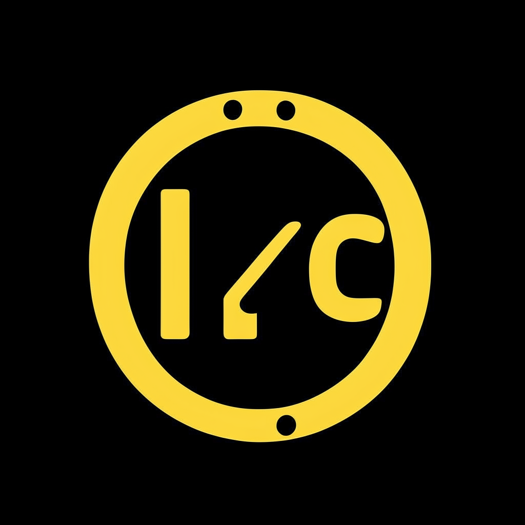 A yellow and black symbol with the text 'NUC21' in a simple font on a plain black background