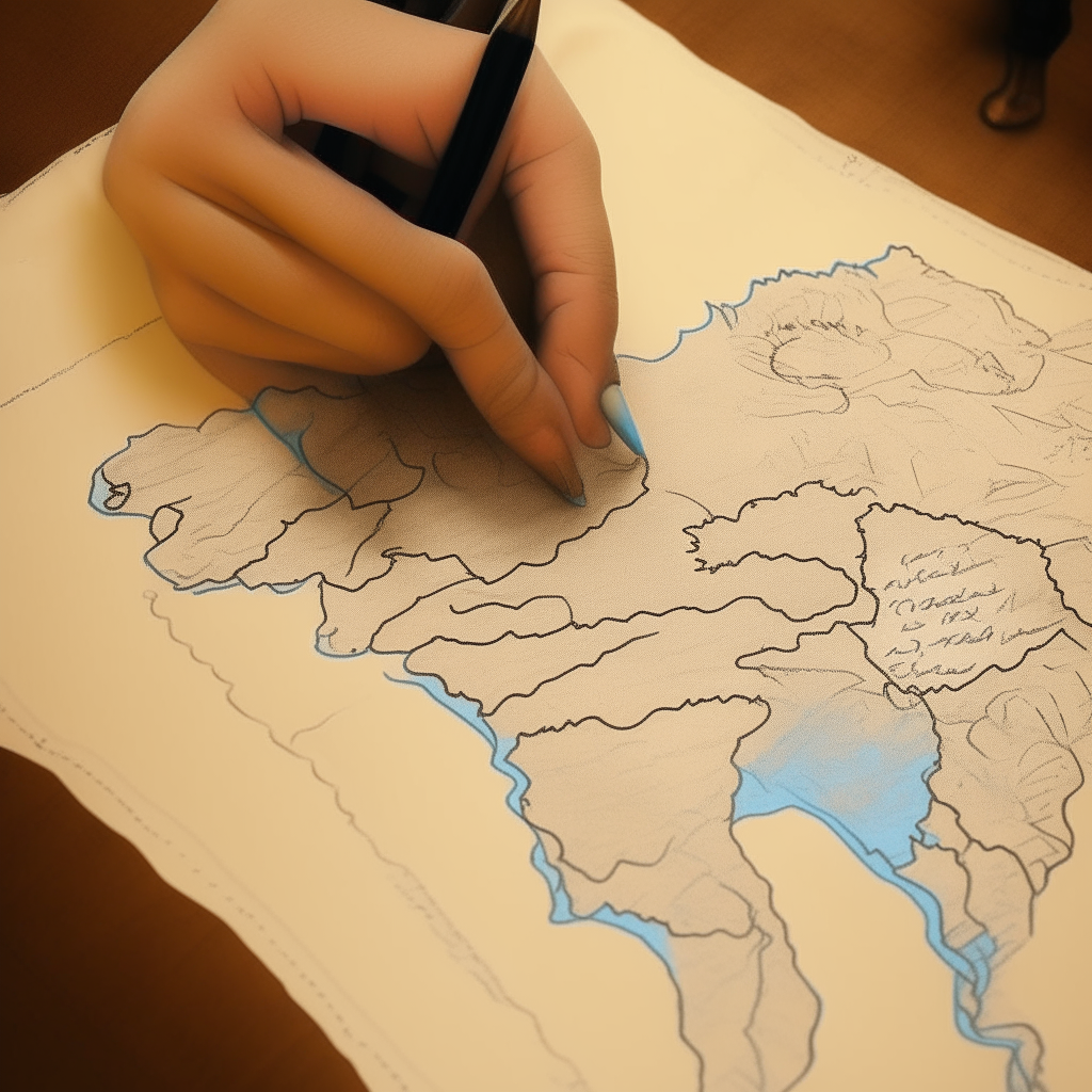 Draw a map of iraq  by hand