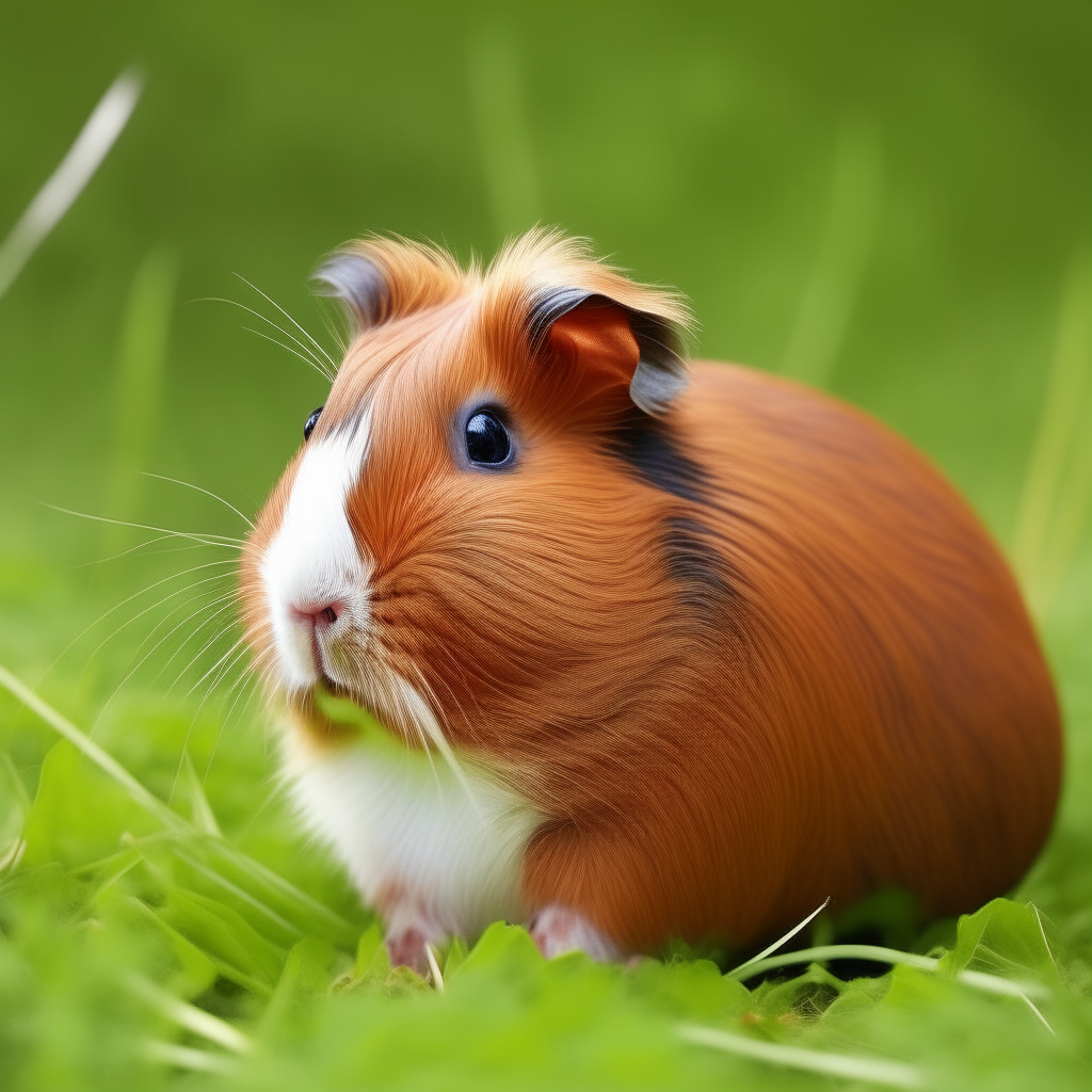 a guinea pig sitting on grass