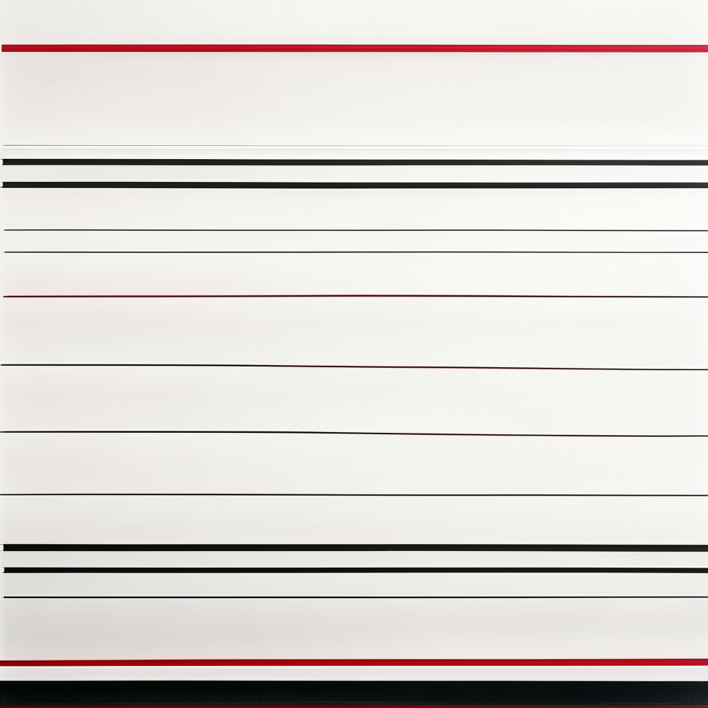 a white canvas with a thin black horizontal line and a thin red horizontal line spaced in the center, with blank space above and below