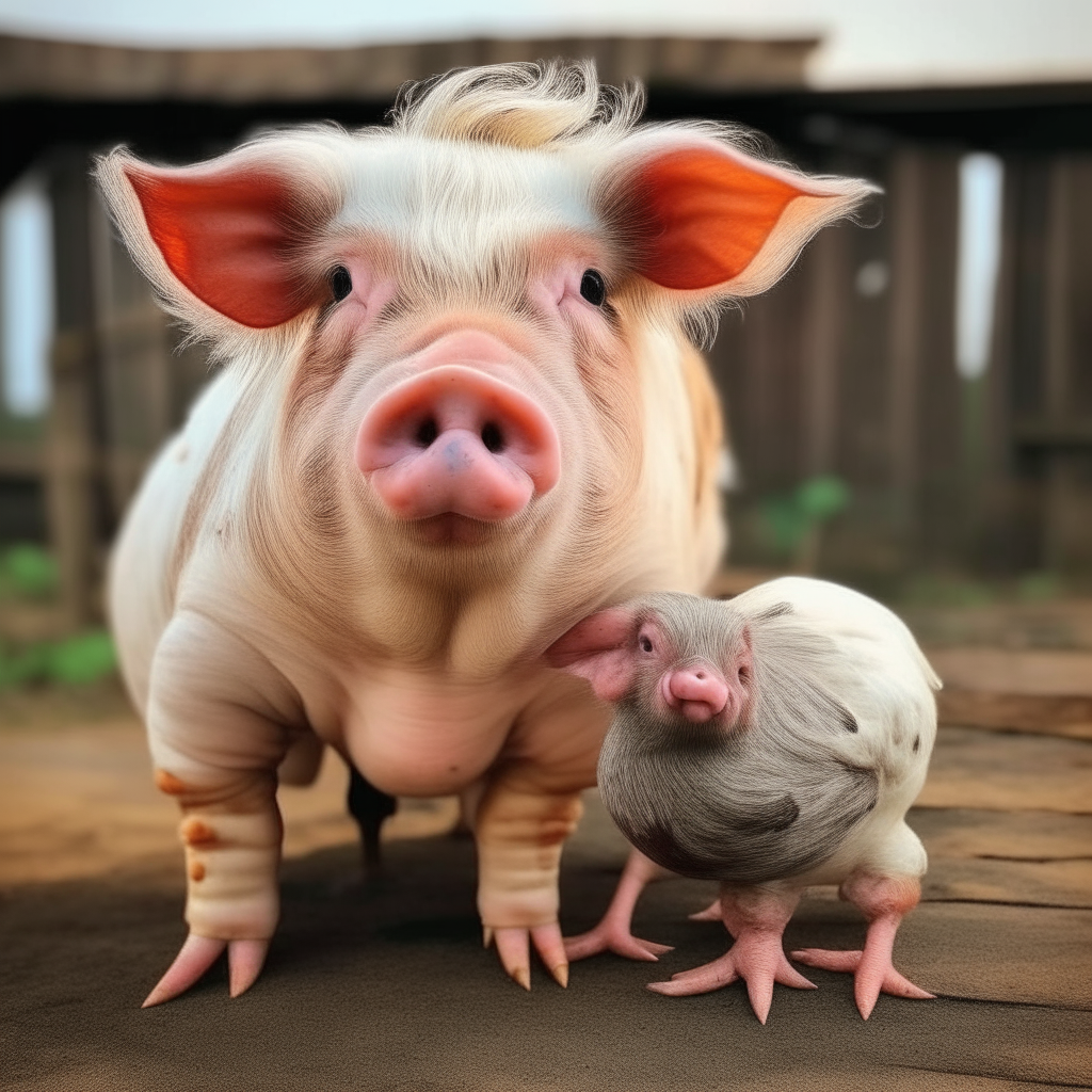 a picture of a pig crossed with a chicken