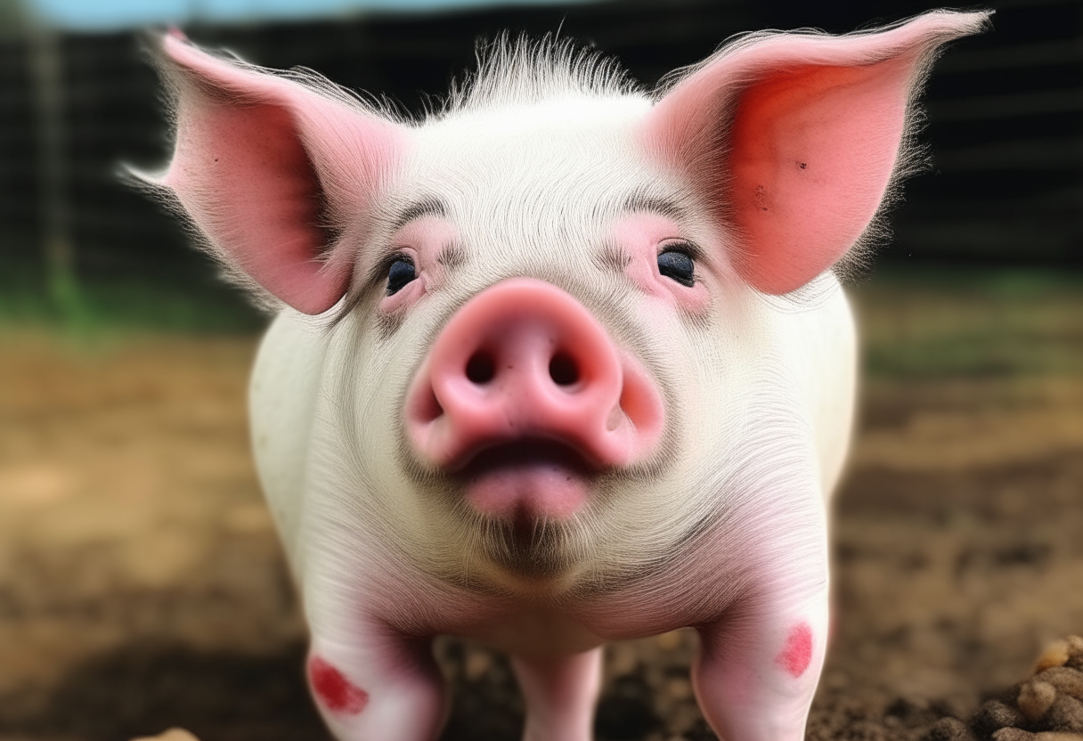 a picture of a pig  chicken 