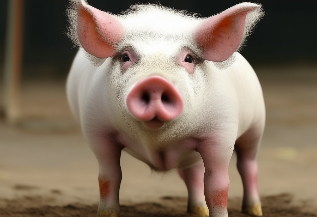 a picture of a pig  chicken hybrid