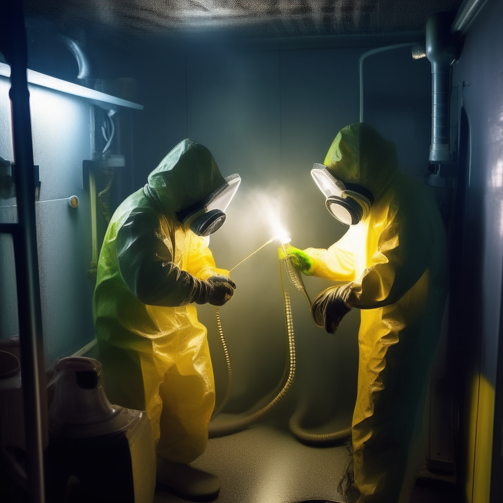 scientists opening the gas-filled chamber