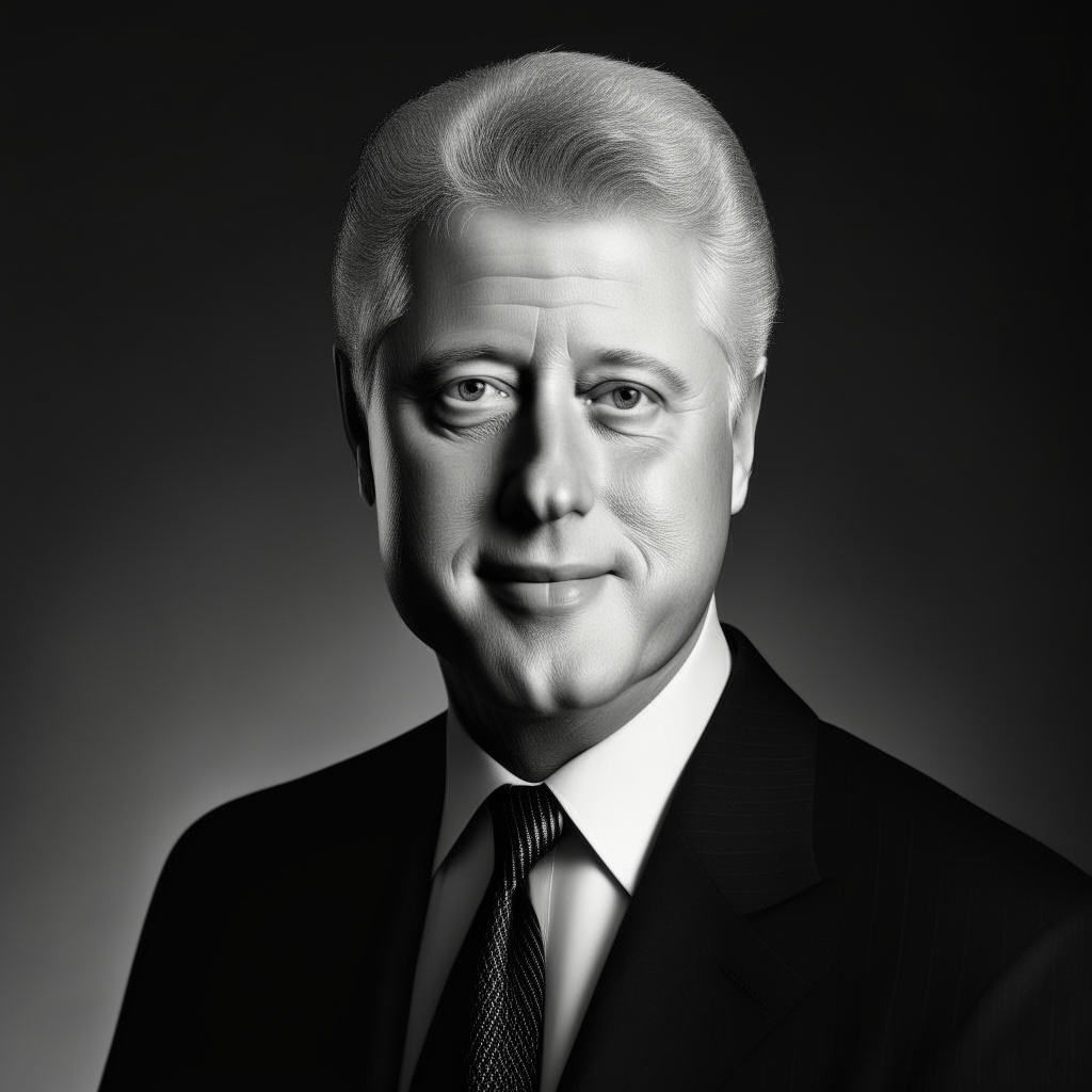 Portrait officiel de Bill Clinton dans le style des films des années 1950