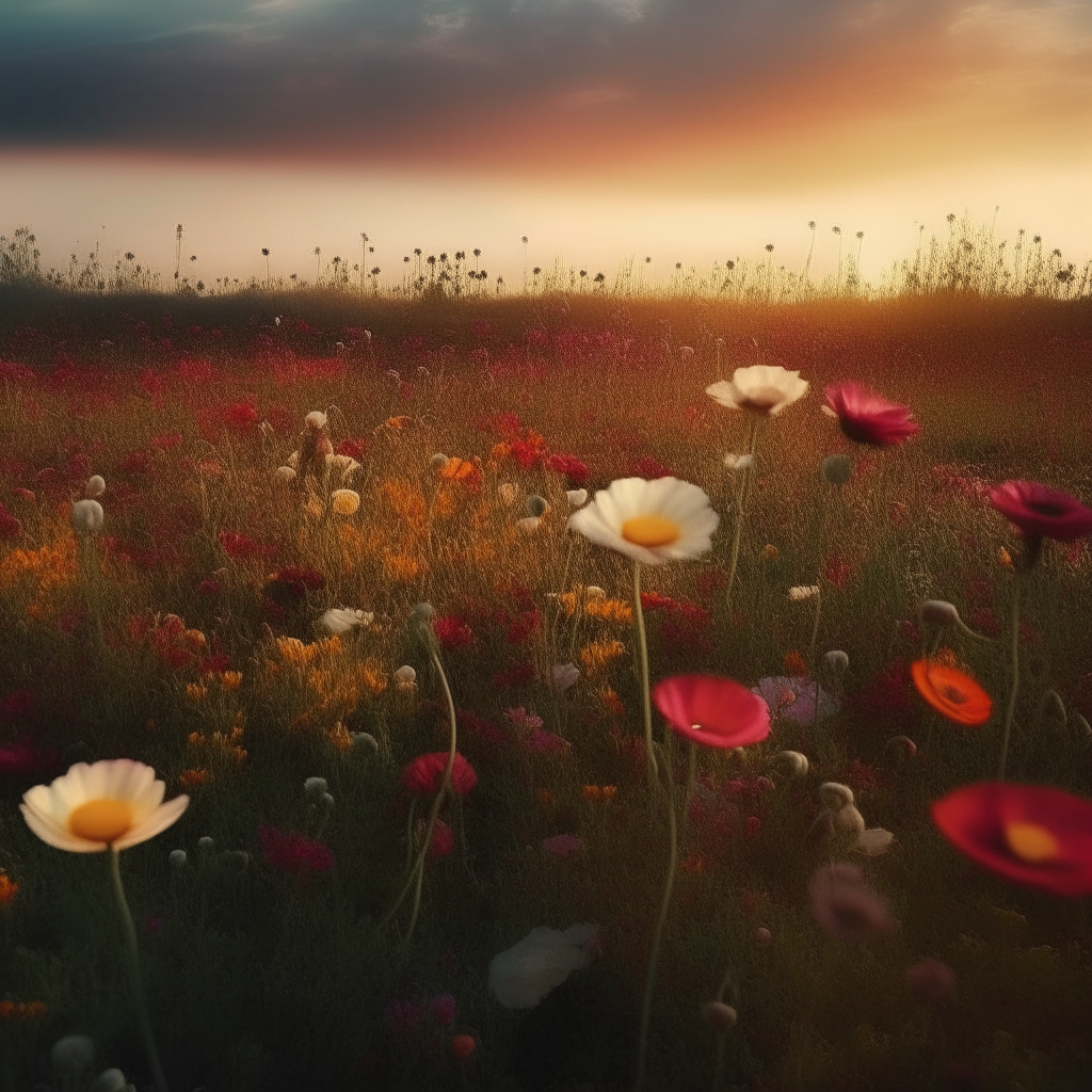 A field of flowers grows where acts of courage and sacrifice once occurred. Nature transforms what was once a scene of battle into something beautiful that represents new life and hope.