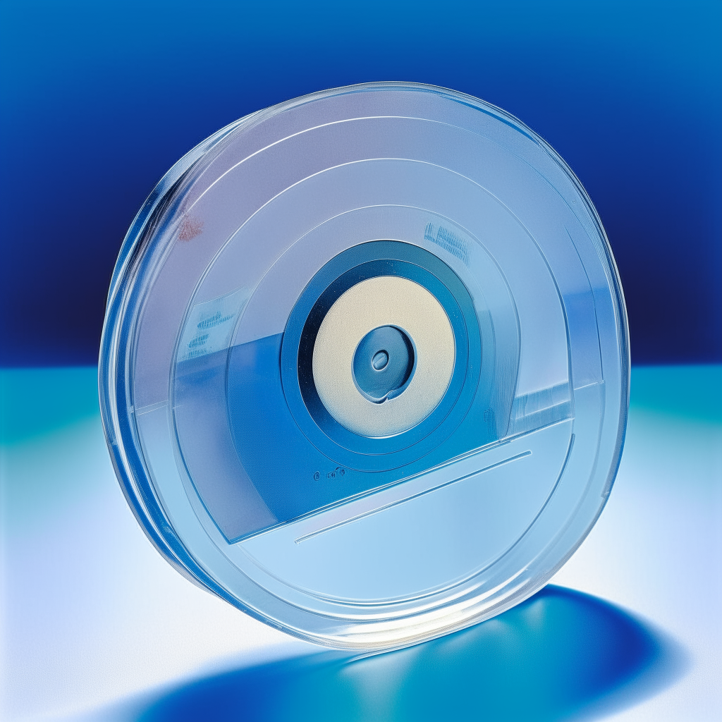 A CD in a clear plastic jewel case with a blue background