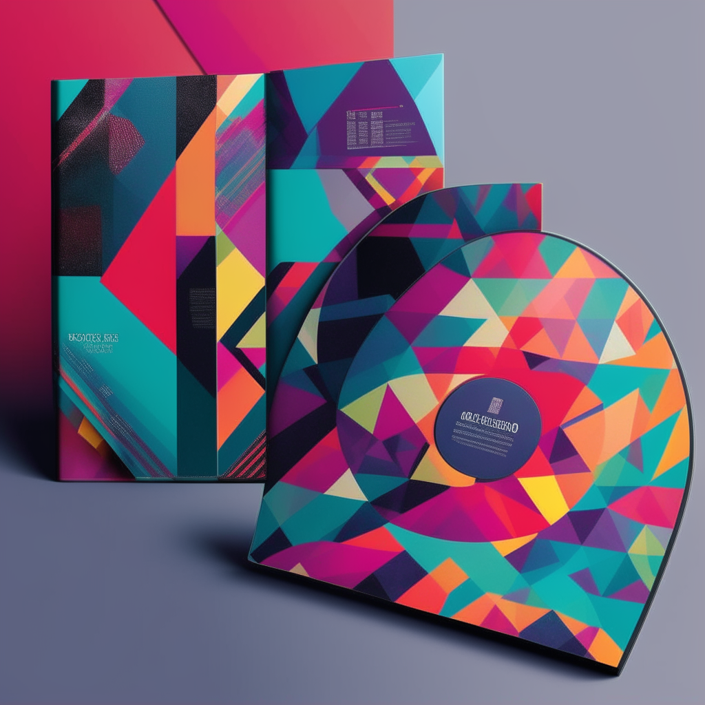 A CD with a colorful abstract geometric pattern on the front and back covers