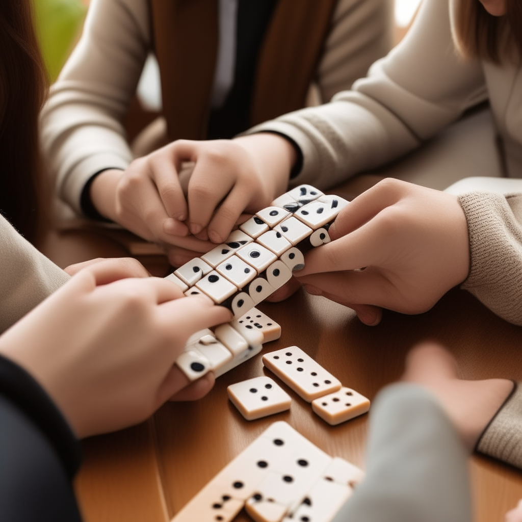 four people playing dominoes as a couple