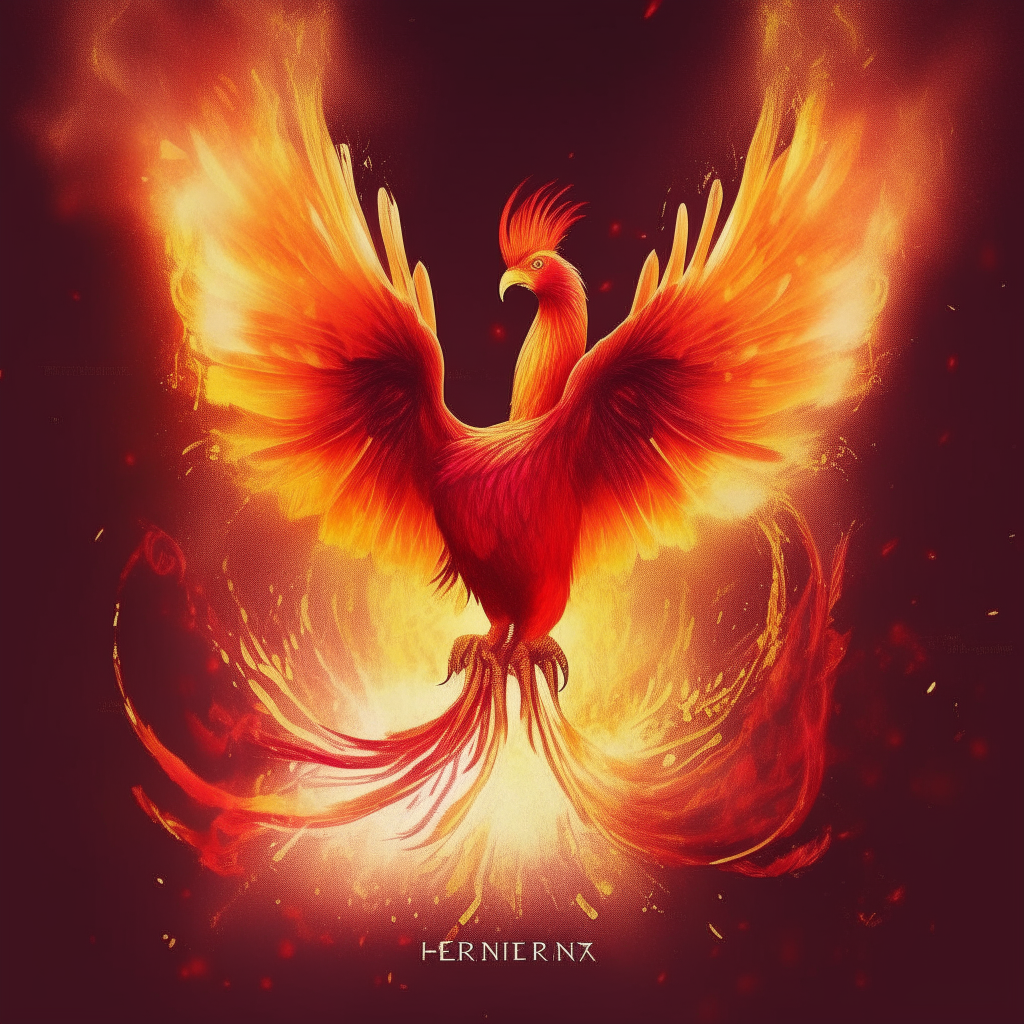 I want a banner with a phoenix gif of her coming out of the flames and spreading her wings with the name phoenix written on the footer
