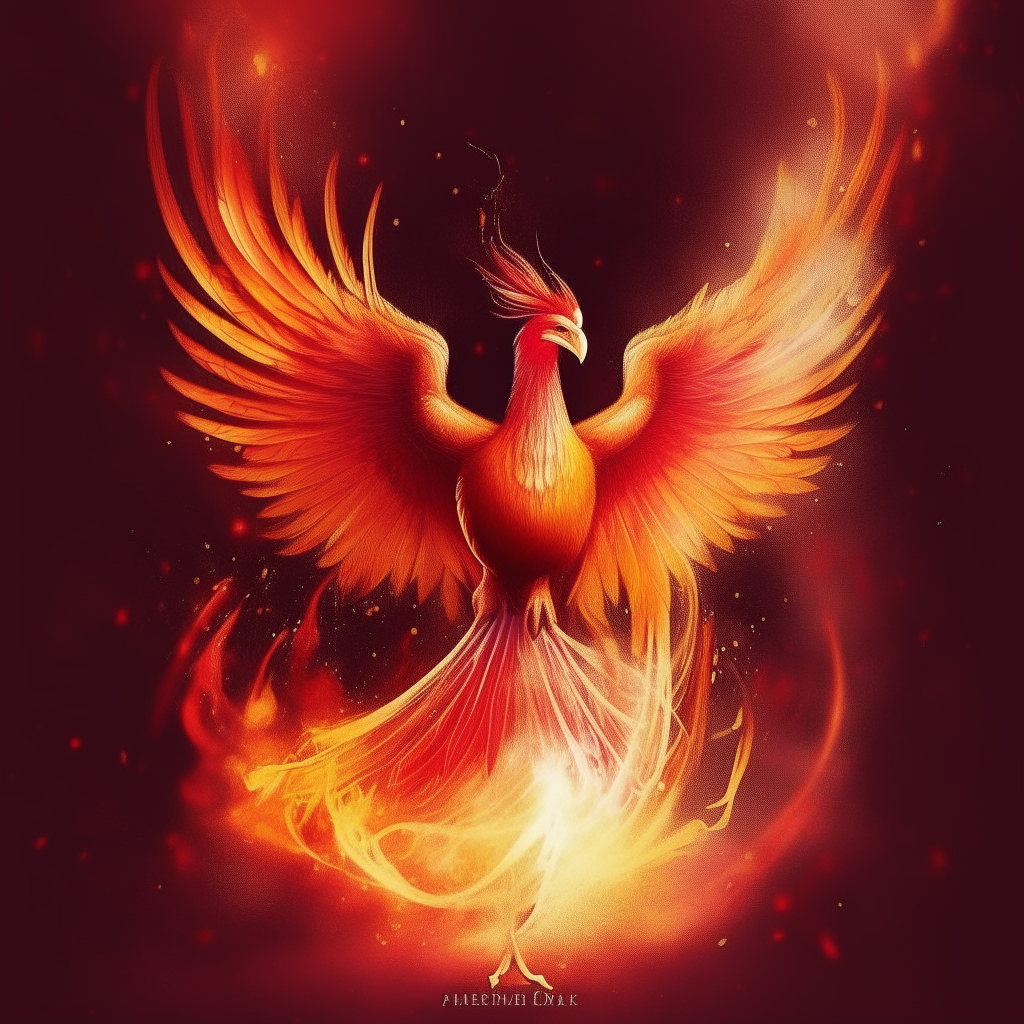 I want a banner with a phoenix gif of her coming out of the flames and spreading her wings with the name phoenix written on the footer

