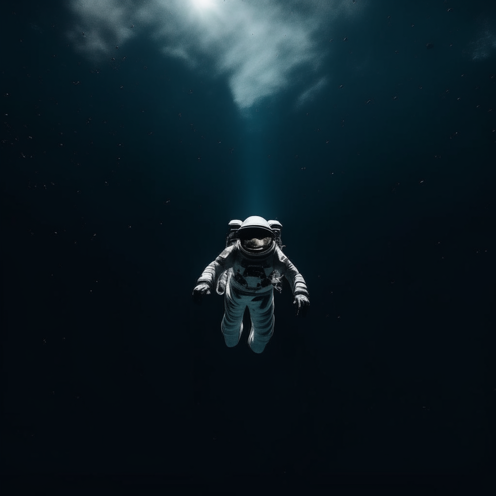 a diver in the middle of space