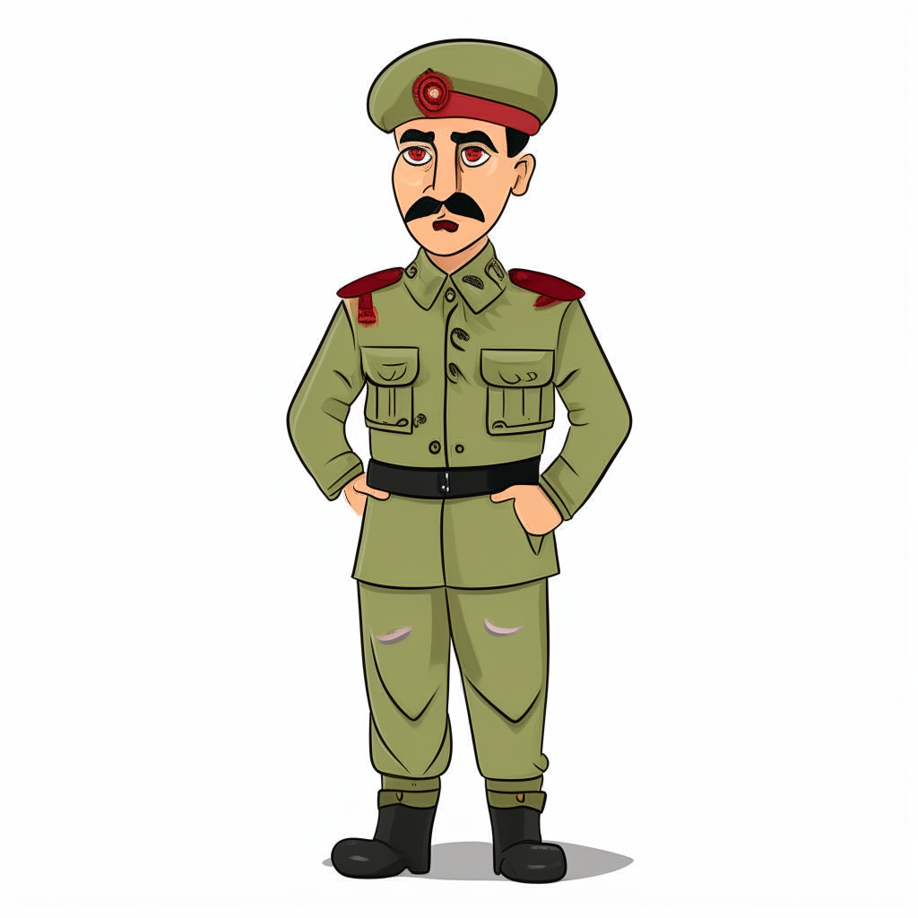 Cartoon character in Kurdish uniform