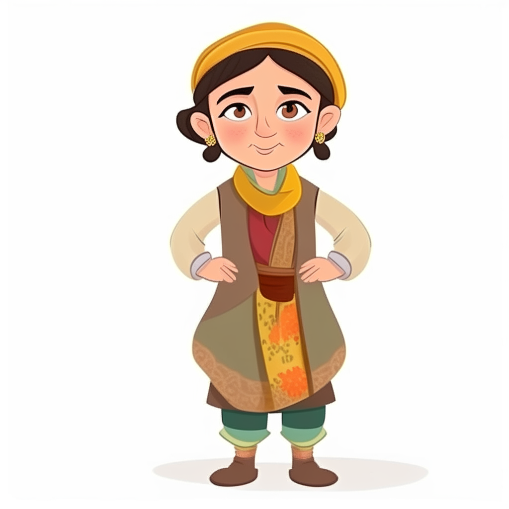 Cartoon child character wearing Kurdish clothing