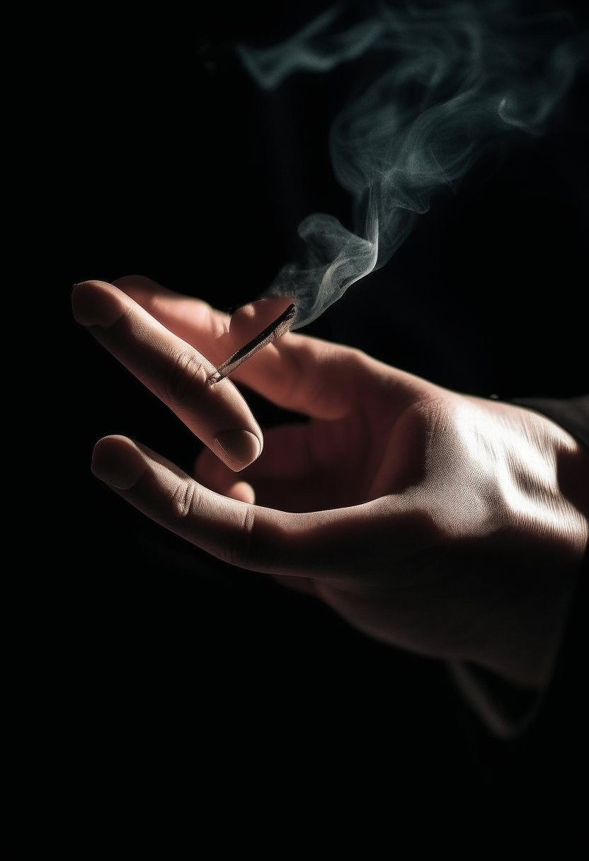 hand with cigarette lit 