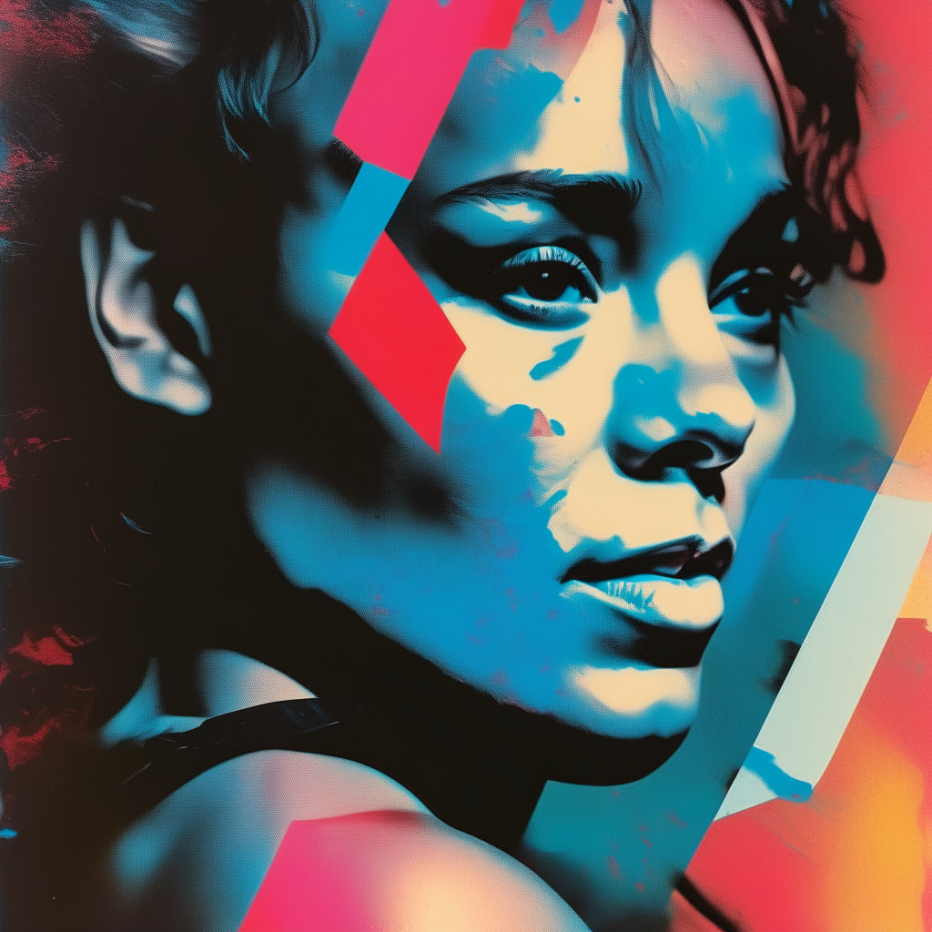 Album cover for a pop artist, featuring bright colors and a closeup portrait