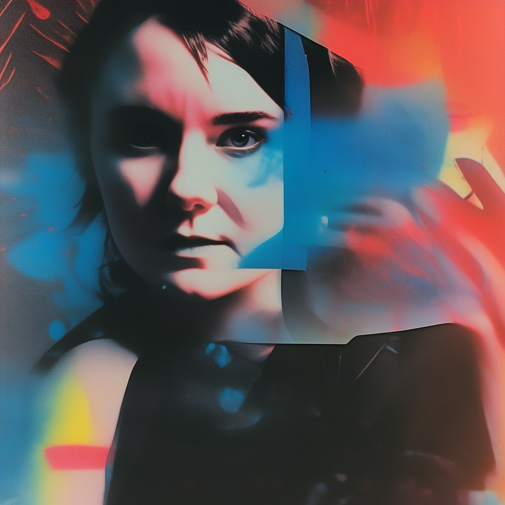 Album cover featuring a grainy portrait photo against a multicolored backdrop