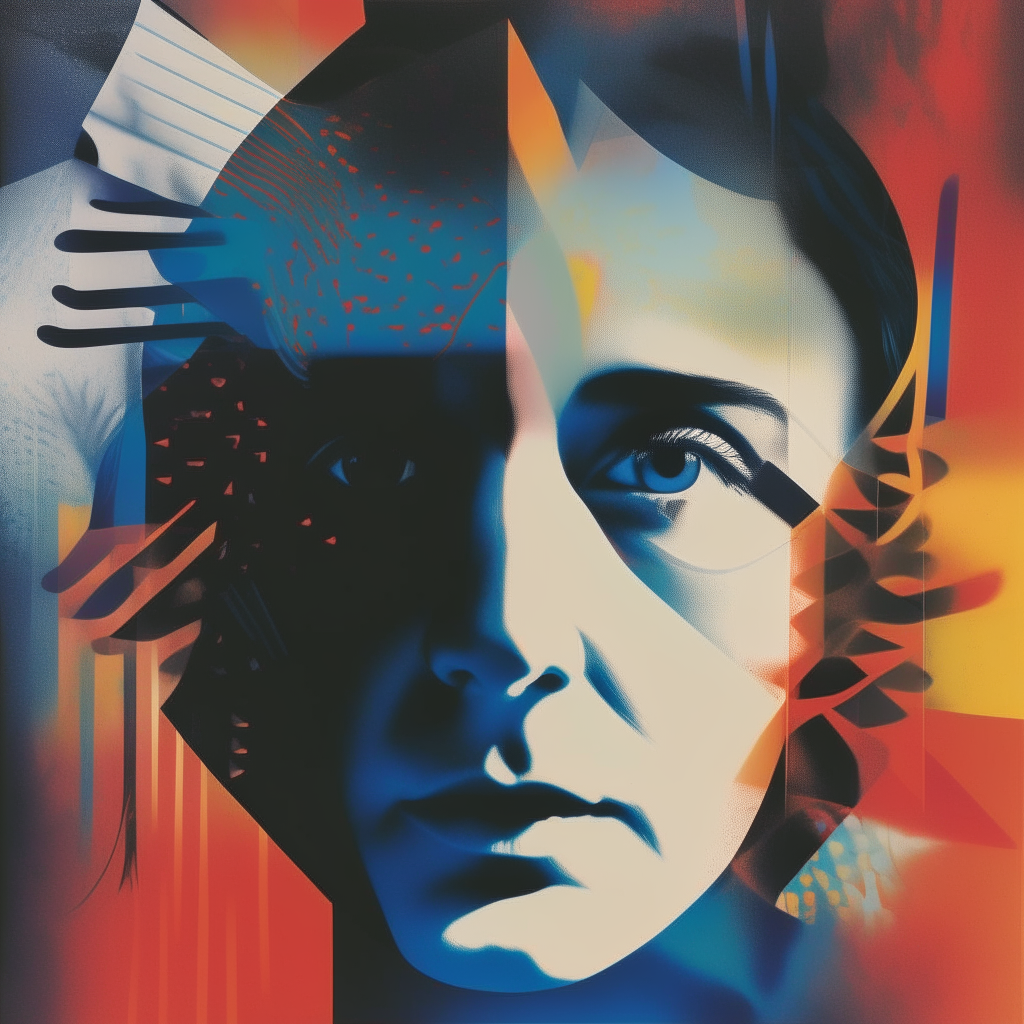 Album cover featuring abstract shapes and patterns obscuring the face