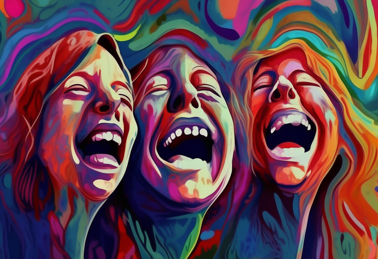 People laughing abstract psychedelic 