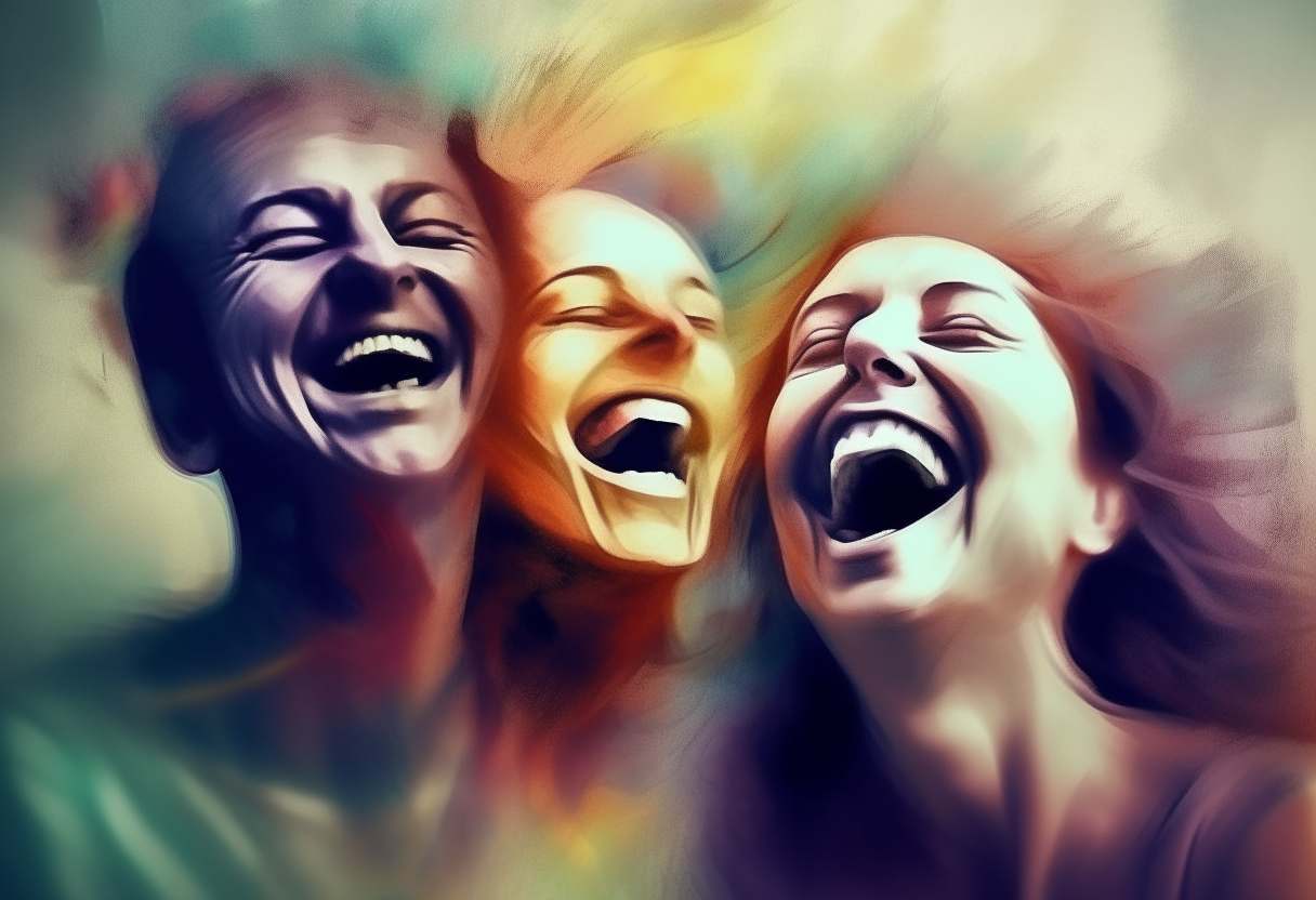 People laughing abstract  surreal dreamy 