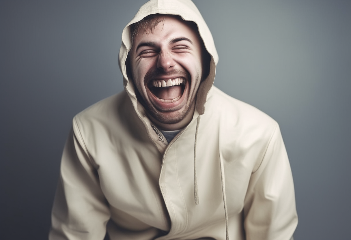 crazy laughing man in straightjacket