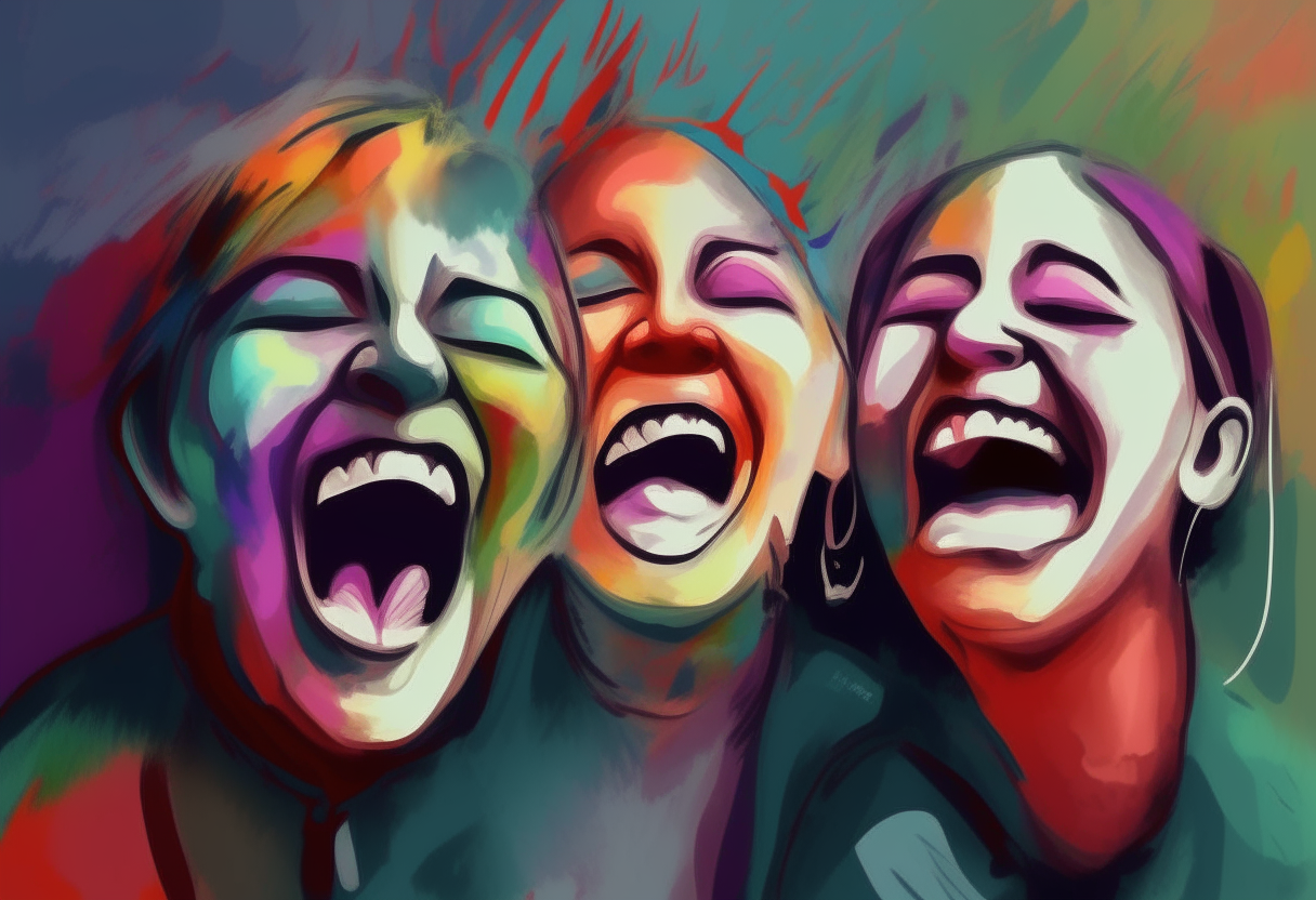 abstract  lunatic people laughing